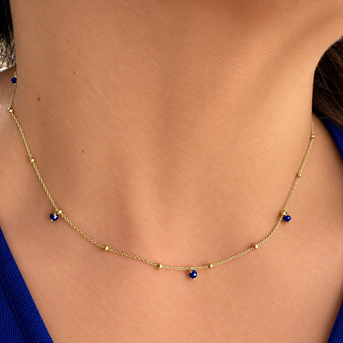 AZURA • Collier mit blauen Spinell-Kugeln