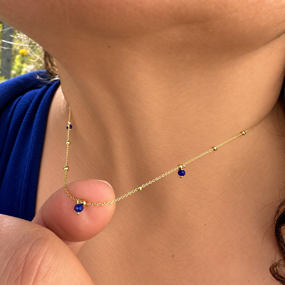 AZURA • Collier mit blauen Spinell-Kugeln