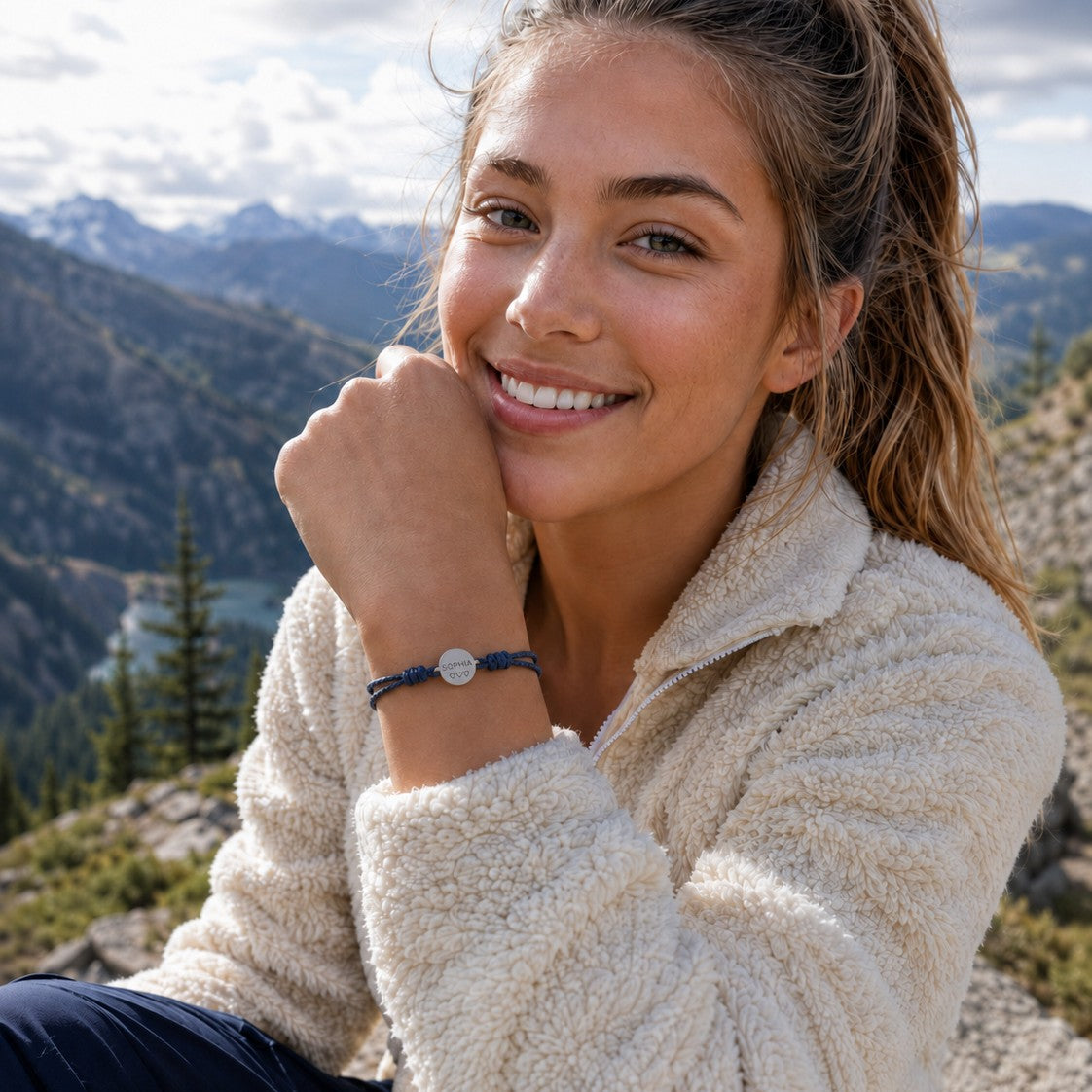 NOA • Textilarmband, Gravurplatte Edelstahl