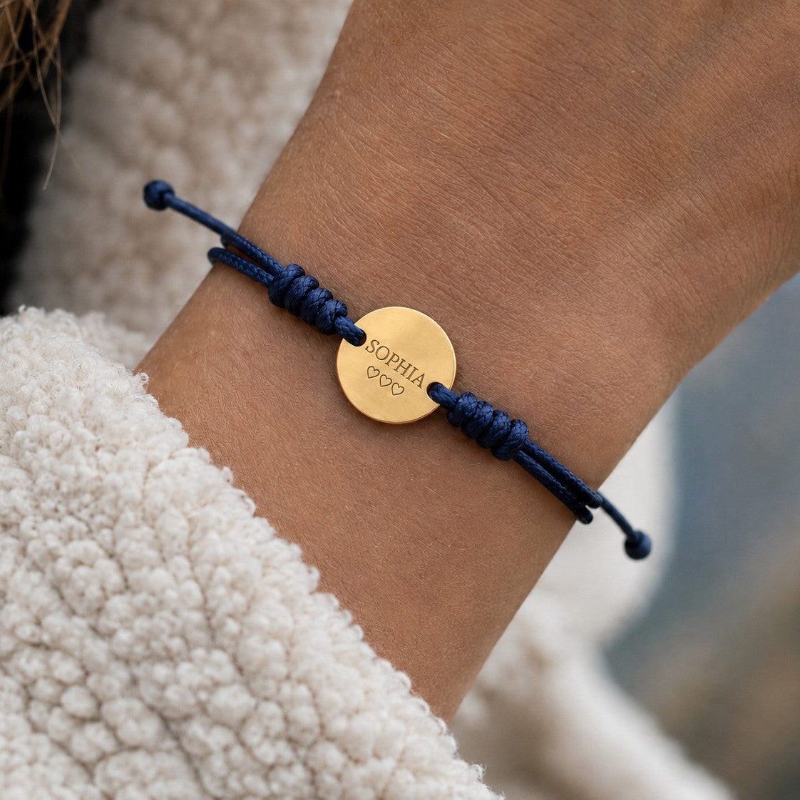 NOA • Textilarmband, Gravurplatte Edelstahl