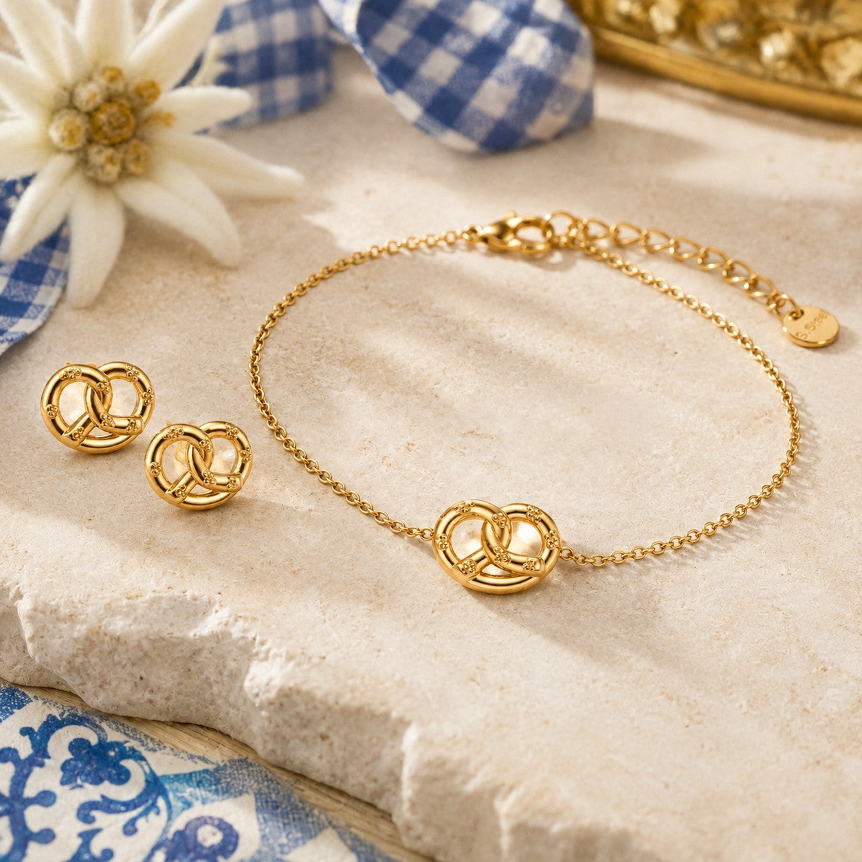 BREZN LOVE • Schmuckset Ohrringe & Armband | Gold