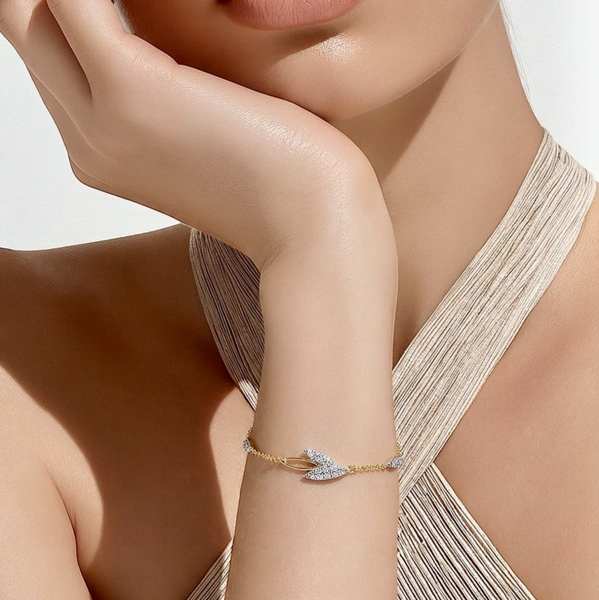 FIONA • Blatt-Armband mit Moissanit