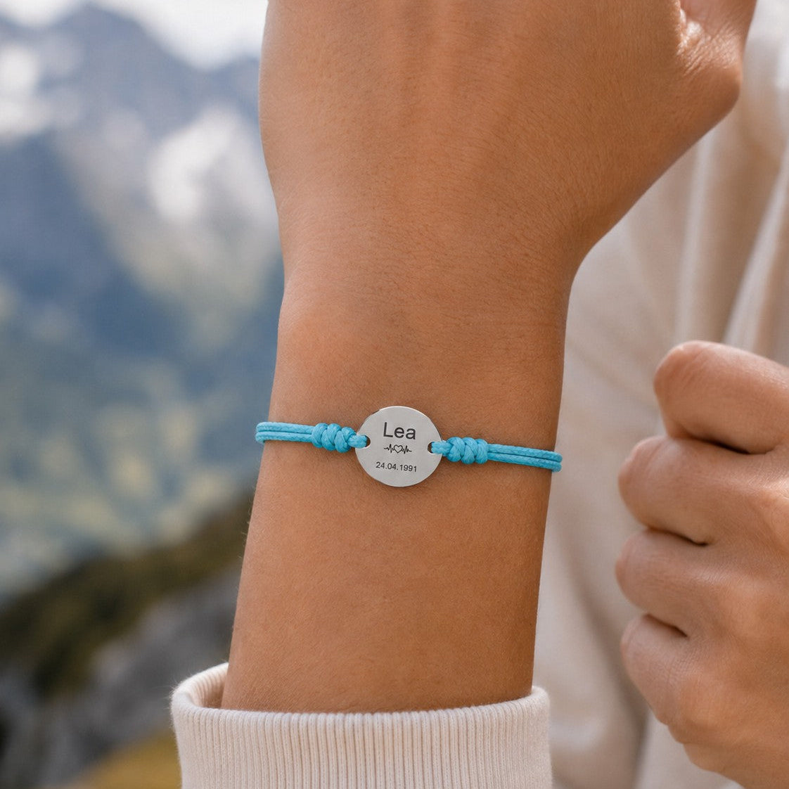 NOA • Textilarmband, Gravurplatte Edelstahl