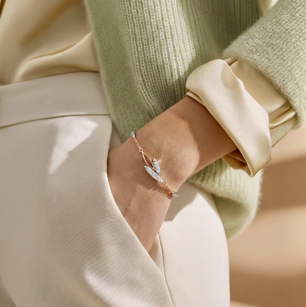 FIONA • Blatt-Armband mit Moissanit