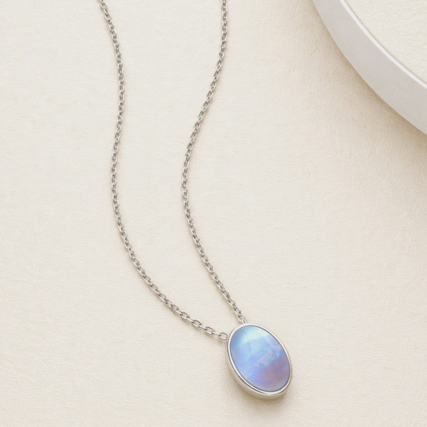 MARINA • Mondstein-Halskette in Türkis-Perlmutt