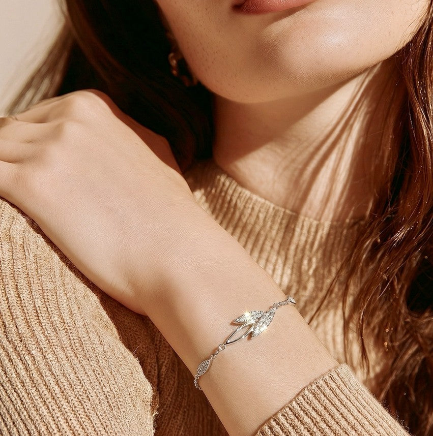 FIONA • Blatt-Armband mit Moissanit